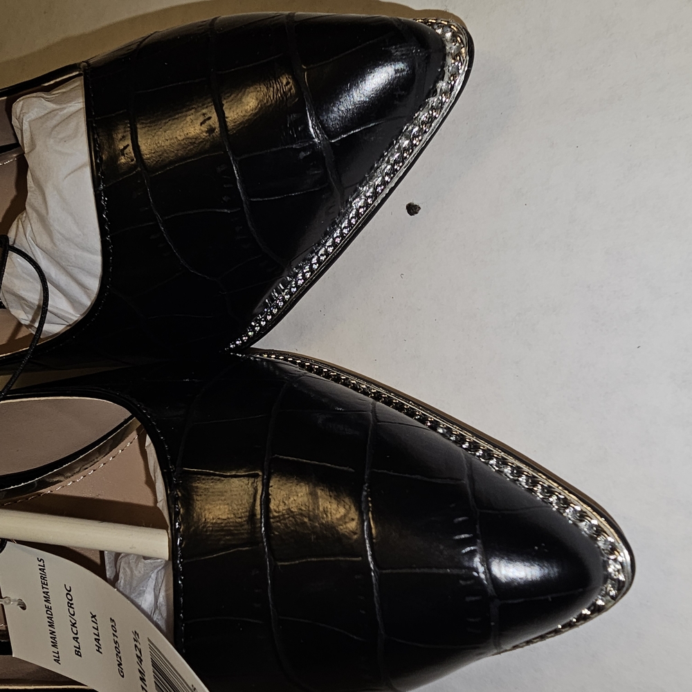 BCBG Black Croc Patterned Shoes with Silver Trim